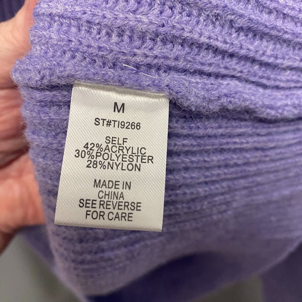 Womens Cowl-Neck Tunic Sweater Light Purple Size M - Picture 3 of 3